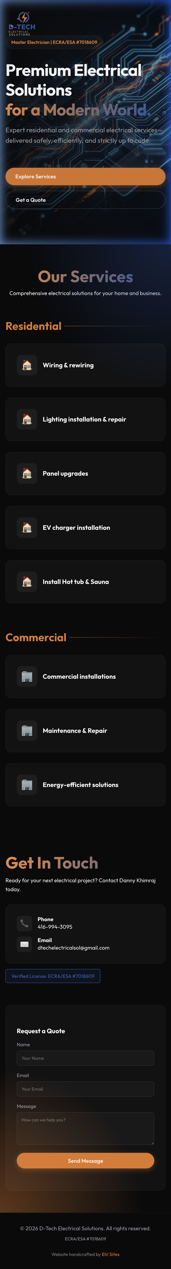 D-Tech Electrical Website Presentation